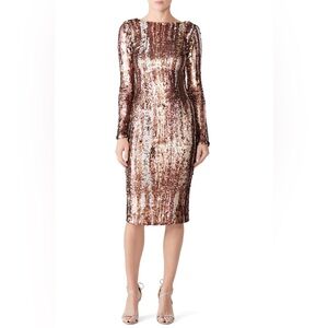 Dress the Population Bronze Sequin Emery Dress Size Medium Rent the Runway